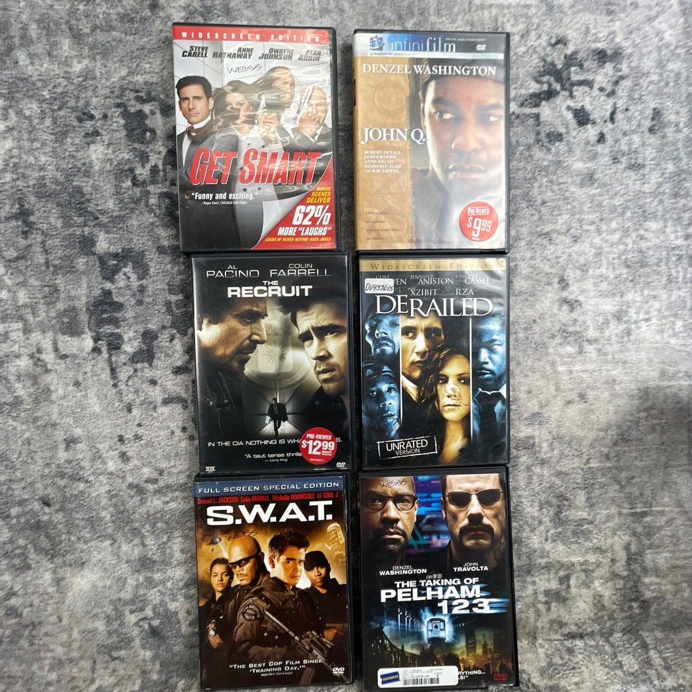 Action Thriller Comedy DVD 6 Movies John Q SWAT Pelham 123 Get Smart Derailed